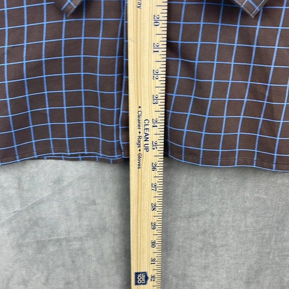 Paul Fredrick Men’s LS Oxford Dress Shirt Brown Blue Check Size 17-32 Trim Fit - Picture 6 of 8